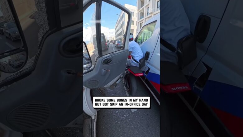 Bad time to get out of the car #cctv #helmetcam #motorcycleaccident #motorcycle #shorts