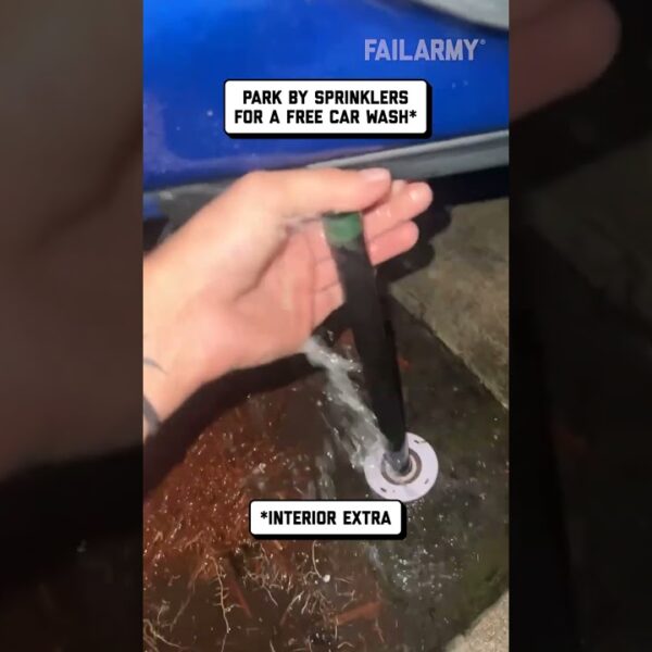 careful that’s recycled wastewater 😩 🤣 #carfails #parkingfail #badparking #humor #fail
