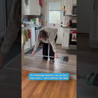 She thought this broomstick challenge was easy 😂 #fail #funny #shorts