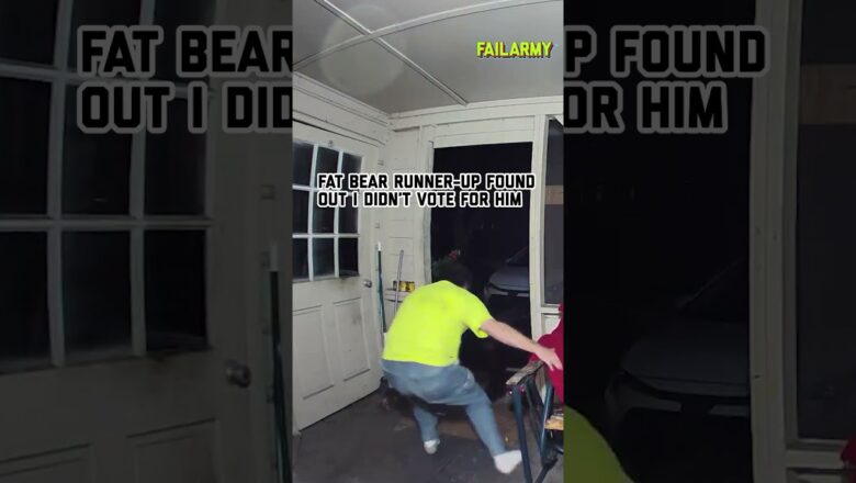 Trust me you do NOT want to anger a fat bear #fatbearweek #bears #bearattack #securitycamera #fail