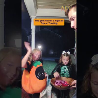 Two girls out for a night of Trip or Treating
