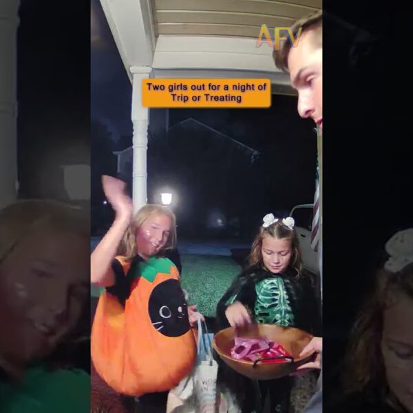Two girls out for a night of Trip or Treating
